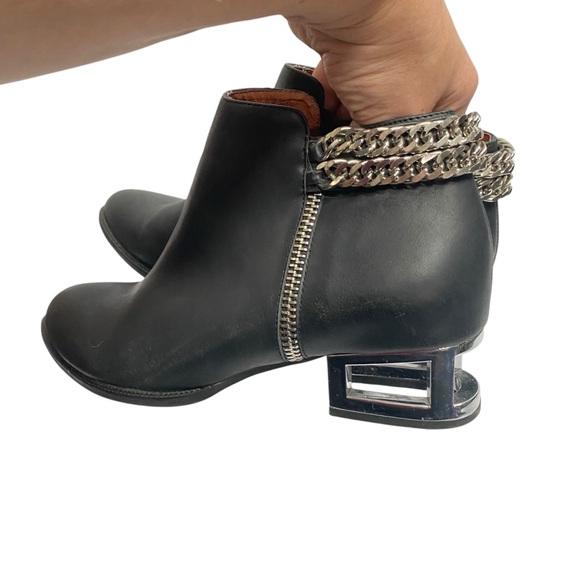 Jeffrey Campbell Sergio Boots Black Leather Chain Zipper Metal Heel booty sz 11 - Picture 13 of 16